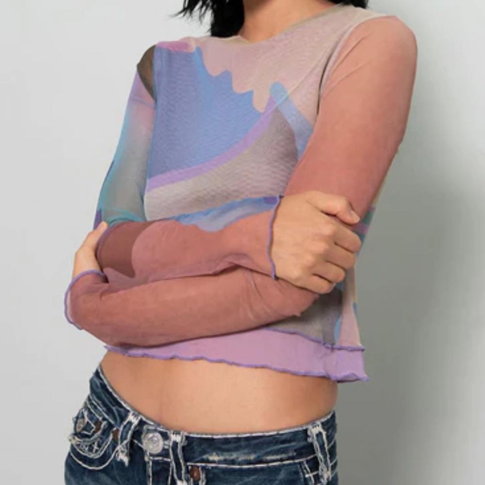 EXPIREDGIRL MULTI COLOR MESH TOP- PALE
